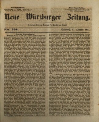 Neue Würzburger Zeitung Mittwoch 27. Oktober 1847