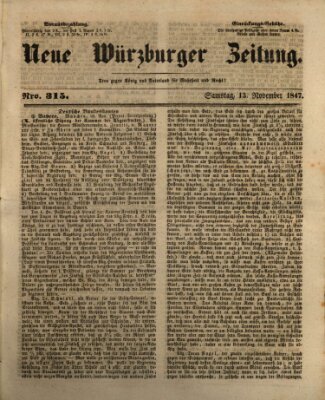 Neue Würzburger Zeitung Samstag 13. November 1847