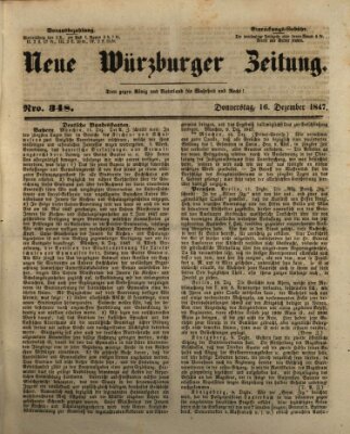 Neue Würzburger Zeitung Donnerstag 16. Dezember 1847