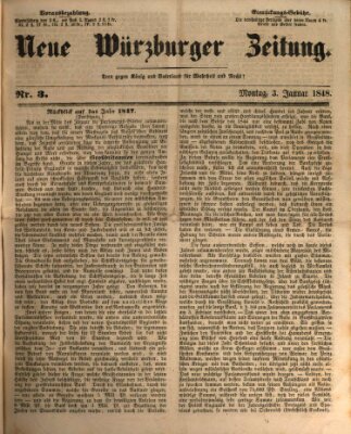 Neue Würzburger Zeitung Montag 3. Januar 1848