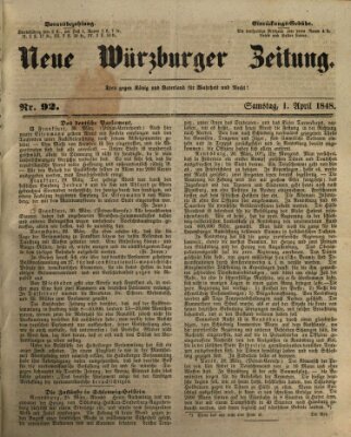 Neue Würzburger Zeitung Samstag 1. April 1848