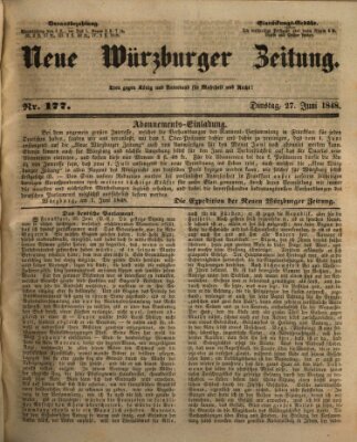 Neue Würzburger Zeitung Dienstag 27. Juni 1848