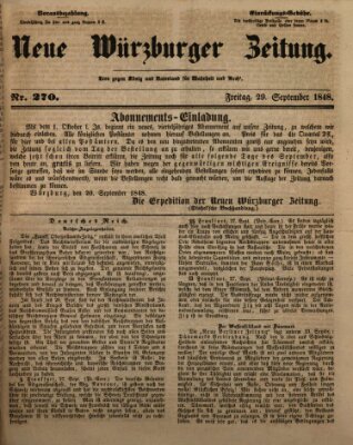 Neue Würzburger Zeitung Freitag 29. September 1848