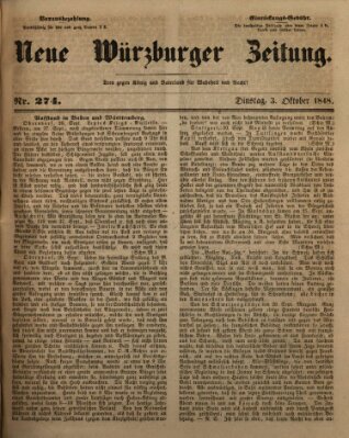 Neue Würzburger Zeitung Dienstag 3. Oktober 1848