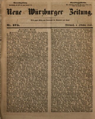 Neue Würzburger Zeitung Mittwoch 4. Oktober 1848