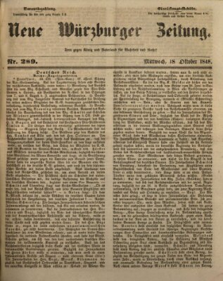 Neue Würzburger Zeitung Mittwoch 18. Oktober 1848