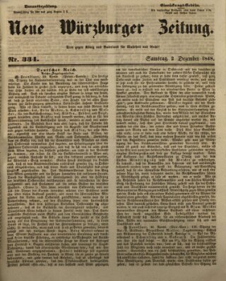 Neue Würzburger Zeitung Samstag 2. Dezember 1848