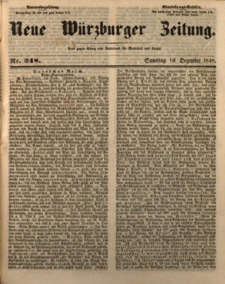 Neue Würzburger Zeitung Samstag 16. Dezember 1848