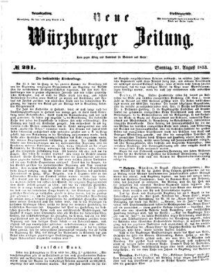 Neue Würzburger Zeitung Sonntag 21. August 1853