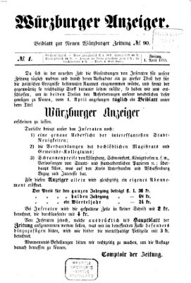 Würzburger Anzeiger (Neue Würzburger Zeitung) Freitag 1. April 1853