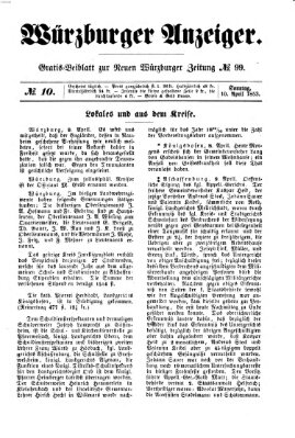 Würzburger Anzeiger (Neue Würzburger Zeitung) Sonntag 10. April 1853