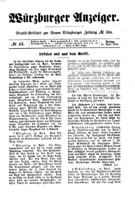 Würzburger Anzeiger (Neue Würzburger Zeitung) Freitag 15. April 1853