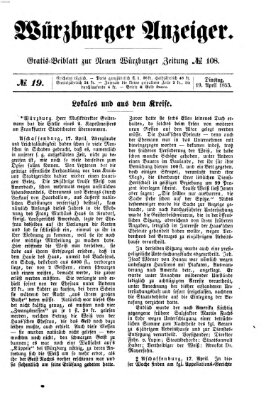 Würzburger Anzeiger (Neue Würzburger Zeitung) Dienstag 19. April 1853