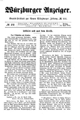 Würzburger Anzeiger (Neue Würzburger Zeitung) Freitag 22. April 1853