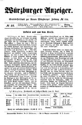 Würzburger Anzeiger (Neue Würzburger Zeitung) Montag 25. April 1853