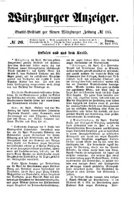 Würzburger Anzeiger (Neue Würzburger Zeitung) Dienstag 26. April 1853