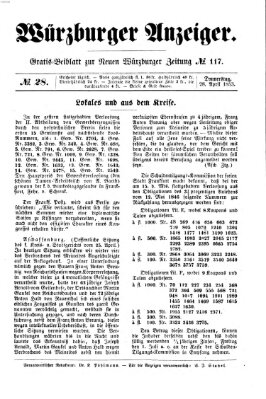 Würzburger Anzeiger (Neue Würzburger Zeitung) Donnerstag 28. April 1853