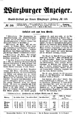 Würzburger Anzeiger (Neue Würzburger Zeitung) Samstag 30. April 1853