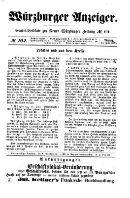 Würzburger Anzeiger (Neue Würzburger Zeitung) Dienstag 12. Juli 1853