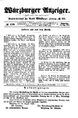 Würzburger Anzeiger (Neue Würzburger Zeitung) Donnerstag 18. August 1853