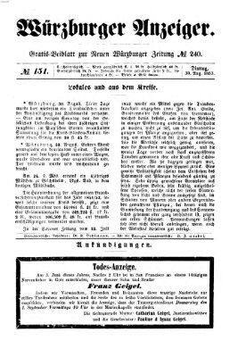 Würzburger Anzeiger (Neue Würzburger Zeitung) Dienstag 30. August 1853