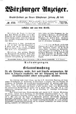 Würzburger Anzeiger (Neue Würzburger Zeitung) Donnerstag 1. September 1853