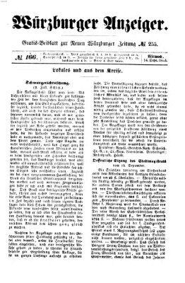 Würzburger Anzeiger (Neue Würzburger Zeitung) Mittwoch 14. September 1853