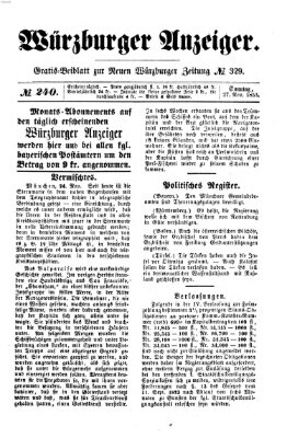 Würzburger Anzeiger (Neue Würzburger Zeitung) Sonntag 27. November 1853