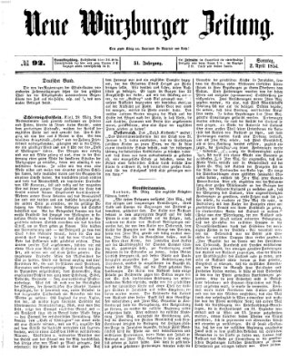 Neue Würzburger Zeitung Sonntag 2. April 1854