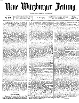 Neue Würzburger Zeitung Montag 3. April 1854