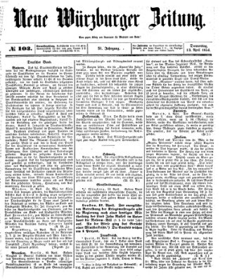 Neue Würzburger Zeitung Donnerstag 13. April 1854
