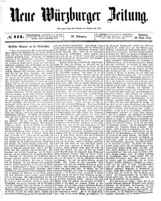 Neue Würzburger Zeitung Samstag 22. April 1854