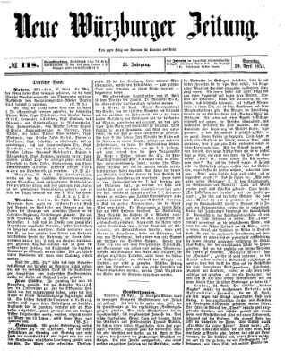 Neue Würzburger Zeitung Samstag 29. April 1854