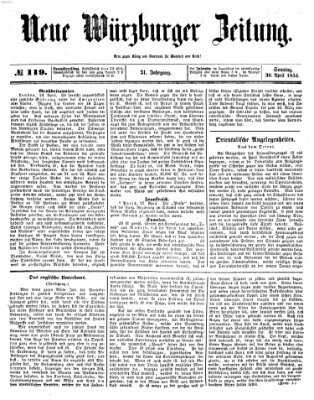 Neue Würzburger Zeitung Sonntag 30. April 1854