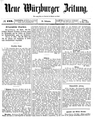 Neue Würzburger Zeitung Dienstag 2. Mai 1854