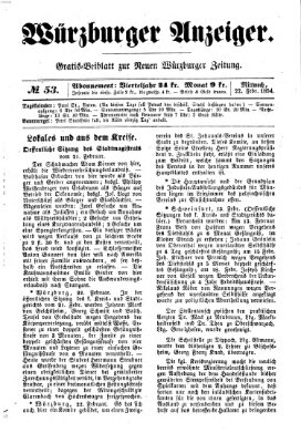 Würzburger Anzeiger (Neue Würzburger Zeitung) Mittwoch 22. Februar 1854