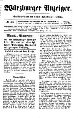 Würzburger Anzeiger (Neue Würzburger Zeitung) Montag 27. Februar 1854