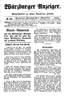 Würzburger Anzeiger (Neue Würzburger Zeitung) Dienstag 28. Februar 1854