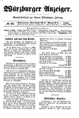 Würzburger Anzeiger (Neue Würzburger Zeitung) Dienstag 7. März 1854