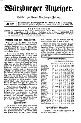 Würzburger Anzeiger (Neue Würzburger Zeitung) Donnerstag 30. März 1854