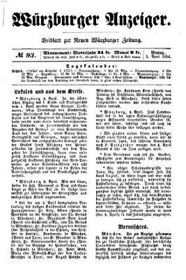 Würzburger Anzeiger (Neue Würzburger Zeitung) Montag 3. April 1854