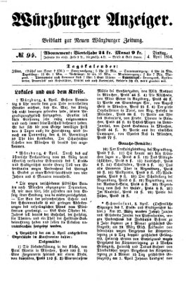 Würzburger Anzeiger (Neue Würzburger Zeitung) Dienstag 4. April 1854