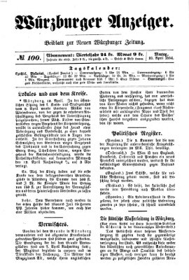 Würzburger Anzeiger (Neue Würzburger Zeitung) Montag 10. April 1854