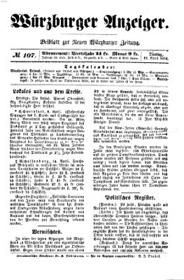 Würzburger Anzeiger (Neue Würzburger Zeitung) Dienstag 18. April 1854