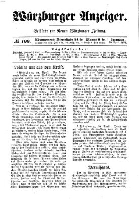 Würzburger Anzeiger (Neue Würzburger Zeitung) Donnerstag 20. April 1854