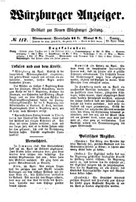 Würzburger Anzeiger (Neue Würzburger Zeitung) Sonntag 23. April 1854