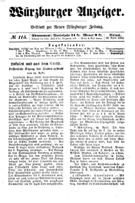 Würzburger Anzeiger (Neue Würzburger Zeitung) Mittwoch 26. April 1854