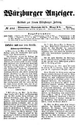 Würzburger Anzeiger (Neue Würzburger Zeitung) Montag 22. Mai 1854