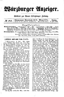 Würzburger Anzeiger (Neue Würzburger Zeitung) Sonntag 2. Juli 1854