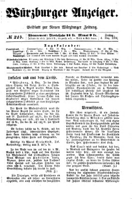 Würzburger Anzeiger (Neue Würzburger Zeitung) Freitag 4. August 1854